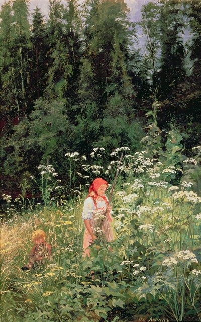 Girl among the wild flowers, 1880 by Olga Antonova Lagoda Shishkina